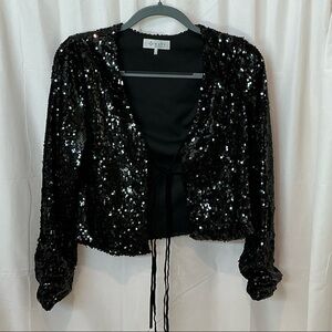 Wayf Shimmering Black Sequin Jacket- Size S